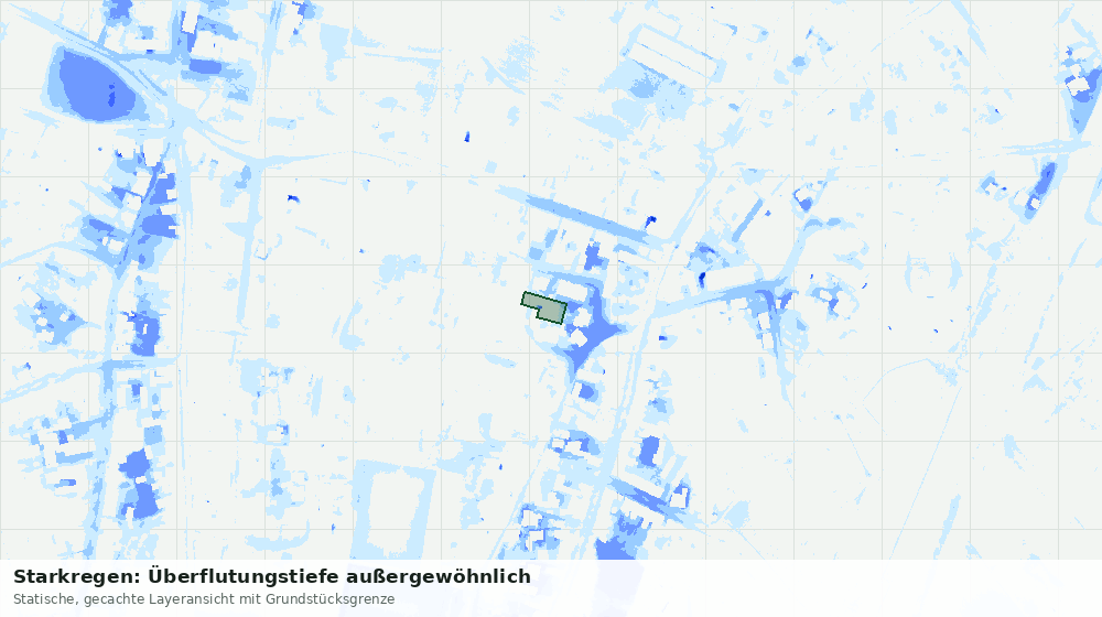 Statische Kartenansicht: Starkregen: Überflutungstiefe außergewöhnlich