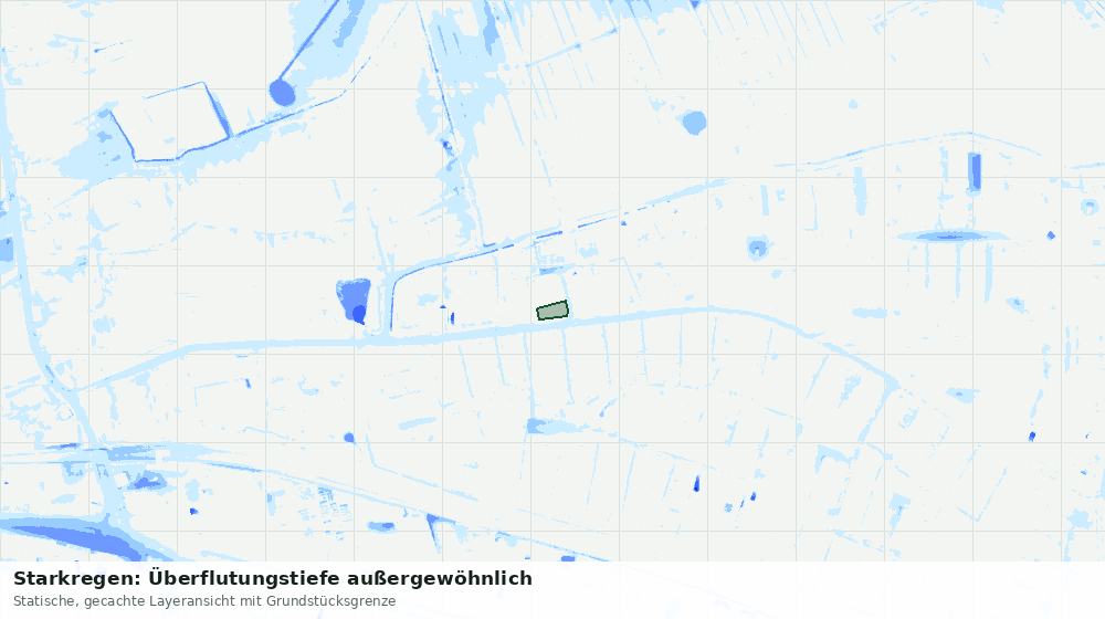 Statische Kartenansicht: Starkregen: Überflutungstiefe außergewöhnlich