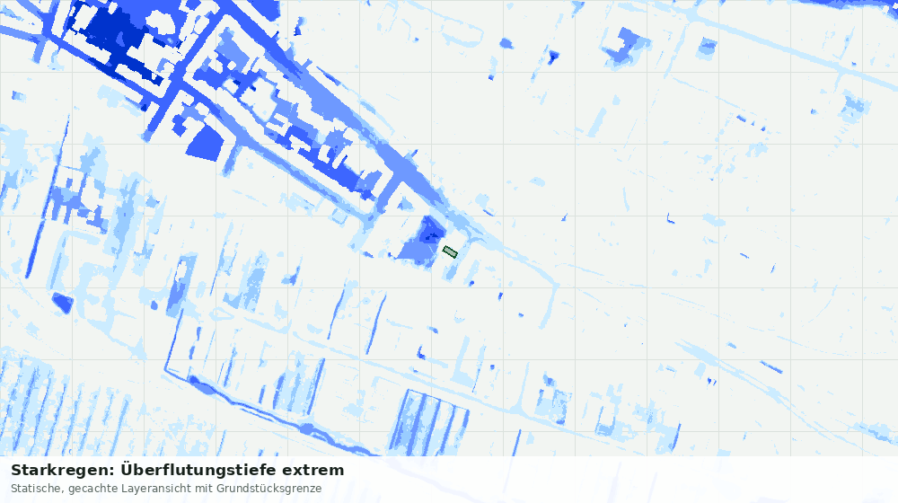 Statische Kartenansicht: Starkregen: Überflutungstiefe extrem