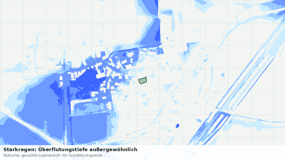 Statische Kartenansicht: Starkregen: Überflutungstiefe außergewöhnlich