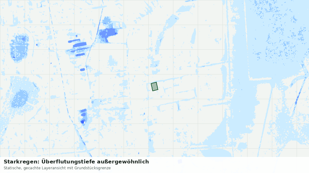 Statische Kartenansicht: Starkregen: Überflutungstiefe außergewöhnlich