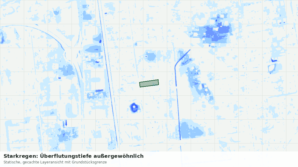 Statische Kartenansicht: Starkregen: Überflutungstiefe außergewöhnlich