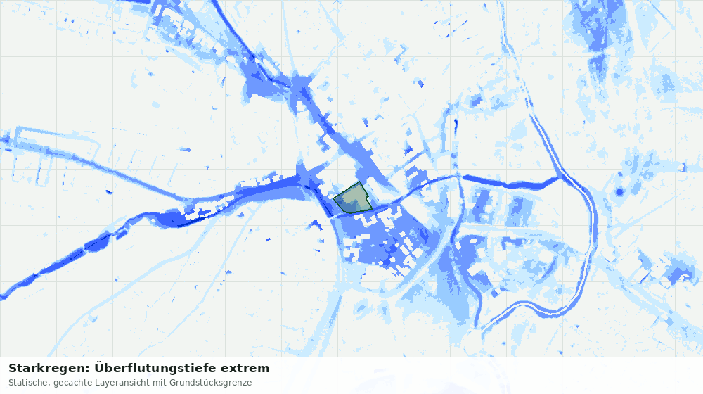 Statische Kartenansicht: Starkregen: Überflutungstiefe extrem
