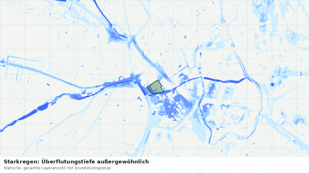 Statische Kartenansicht: Starkregen: Überflutungstiefe außergewöhnlich