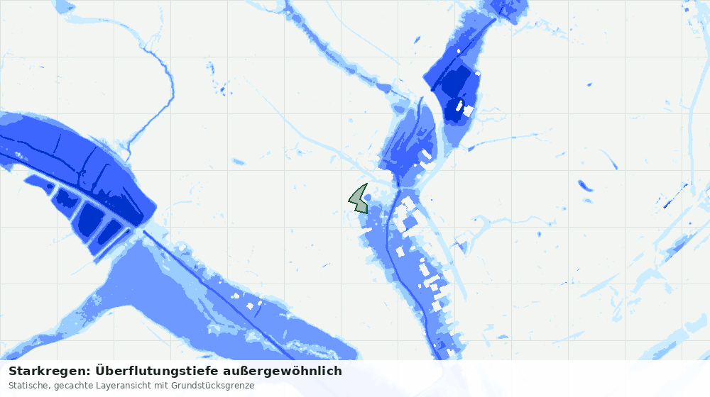 Statische Kartenansicht: Starkregen: Überflutungstiefe außergewöhnlich