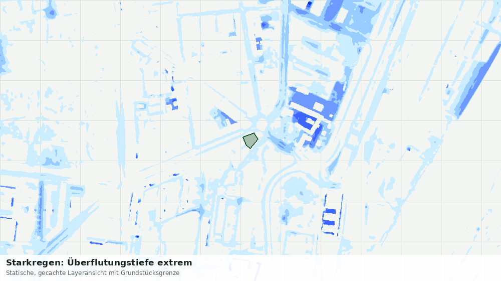 Statische Kartenansicht: Starkregen: Überflutungstiefe extrem