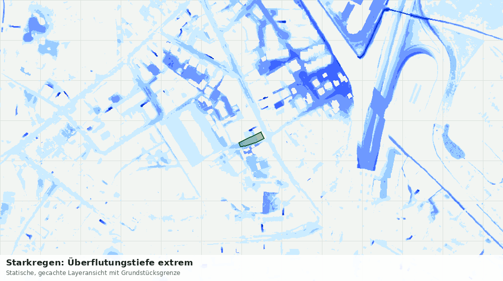 Statische Kartenansicht: Starkregen: Überflutungstiefe extrem