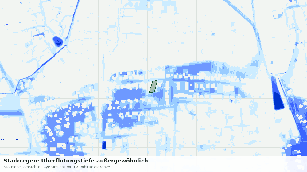 Statische Kartenansicht: Starkregen: Überflutungstiefe außergewöhnlich