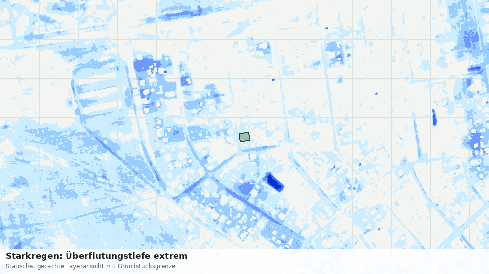 Statische Kartenansicht: Starkregen: Überflutungstiefe extrem