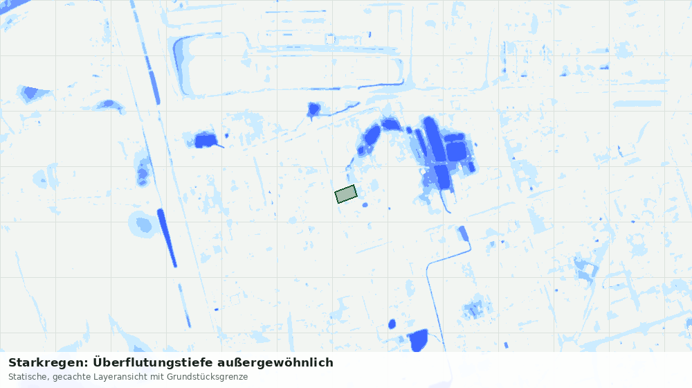 Statische Kartenansicht: Starkregen: Überflutungstiefe außergewöhnlich