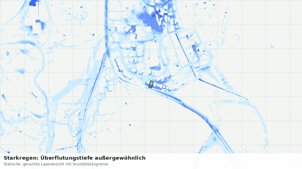 Statische Kartenansicht: Starkregen: Überflutungstiefe außergewöhnlich