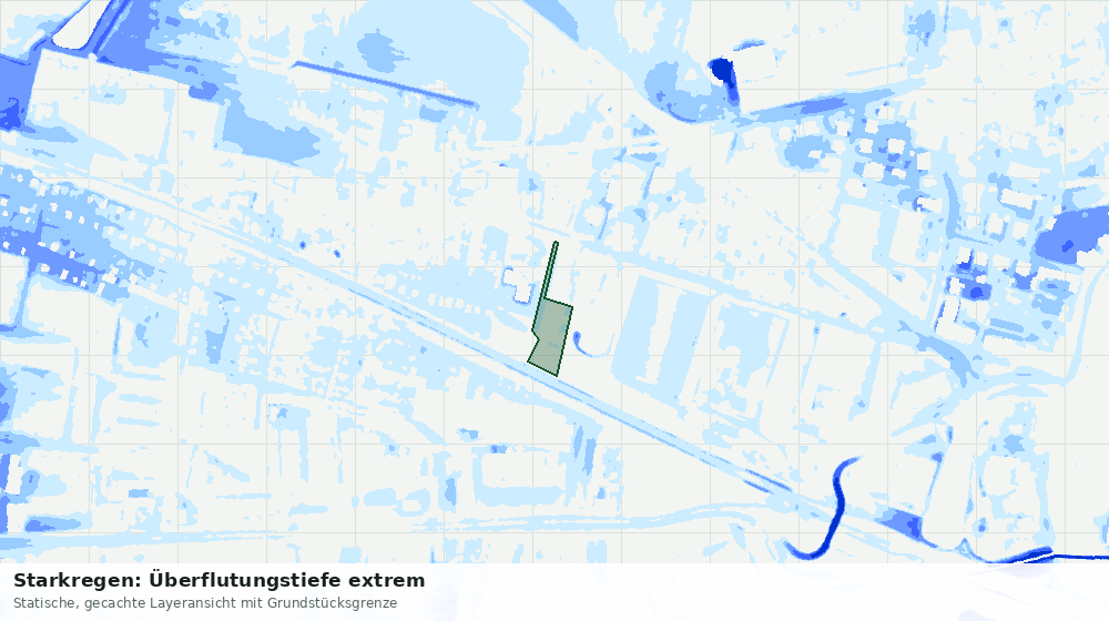Statische Kartenansicht: Starkregen: Überflutungstiefe extrem