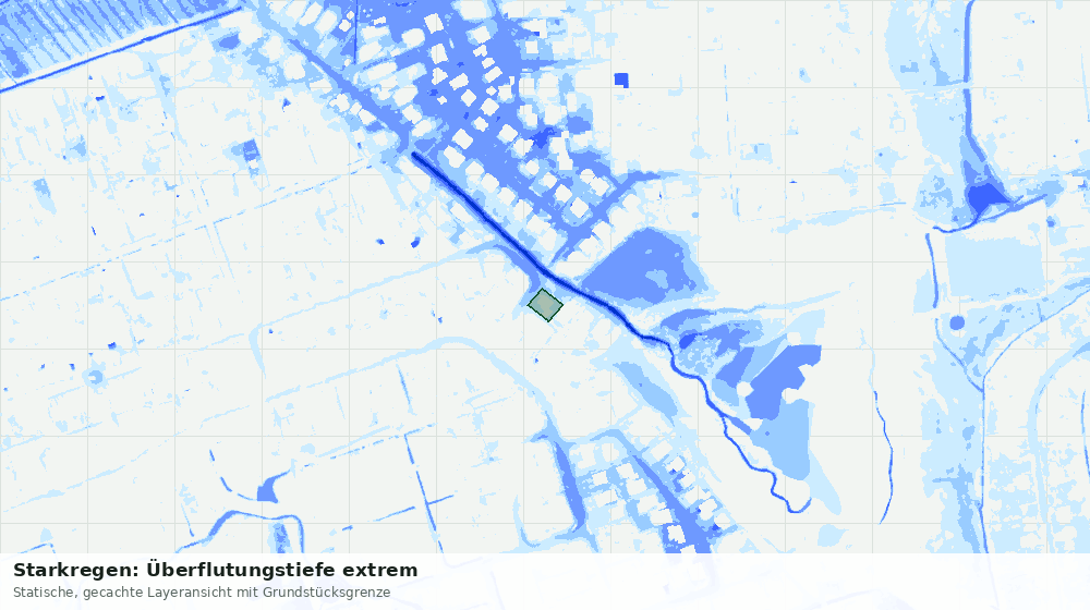 Statische Kartenansicht: Starkregen: Überflutungstiefe extrem