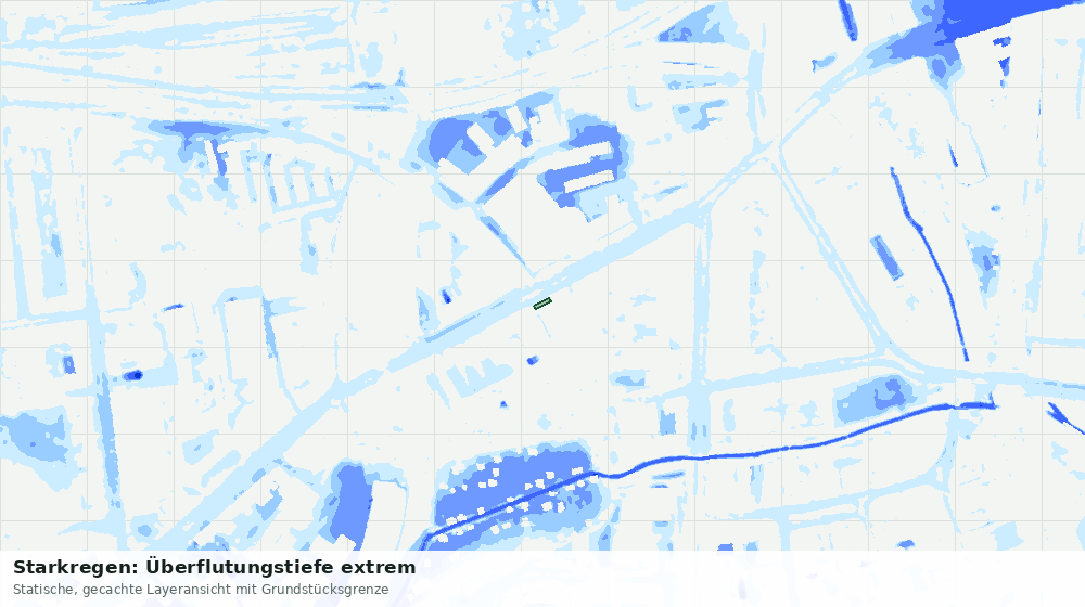 Statische Kartenansicht: Starkregen: Überflutungstiefe extrem