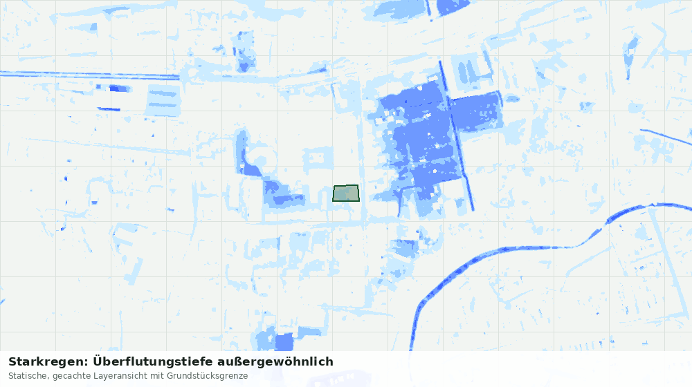 Statische Kartenansicht: Starkregen: Überflutungstiefe außergewöhnlich