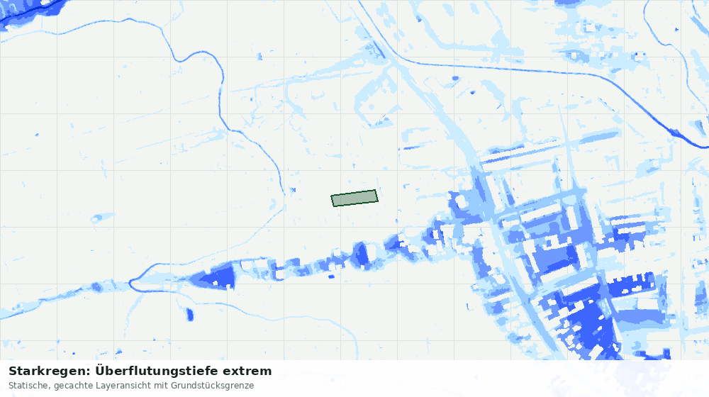 Statische Kartenansicht: Starkregen: Überflutungstiefe extrem
