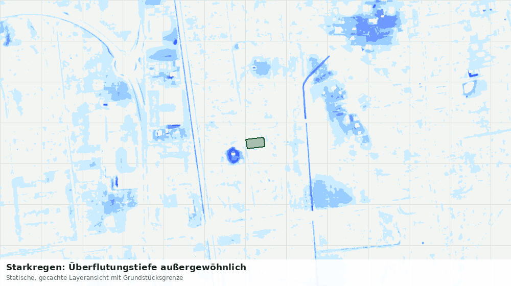 Statische Kartenansicht: Starkregen: Überflutungstiefe außergewöhnlich