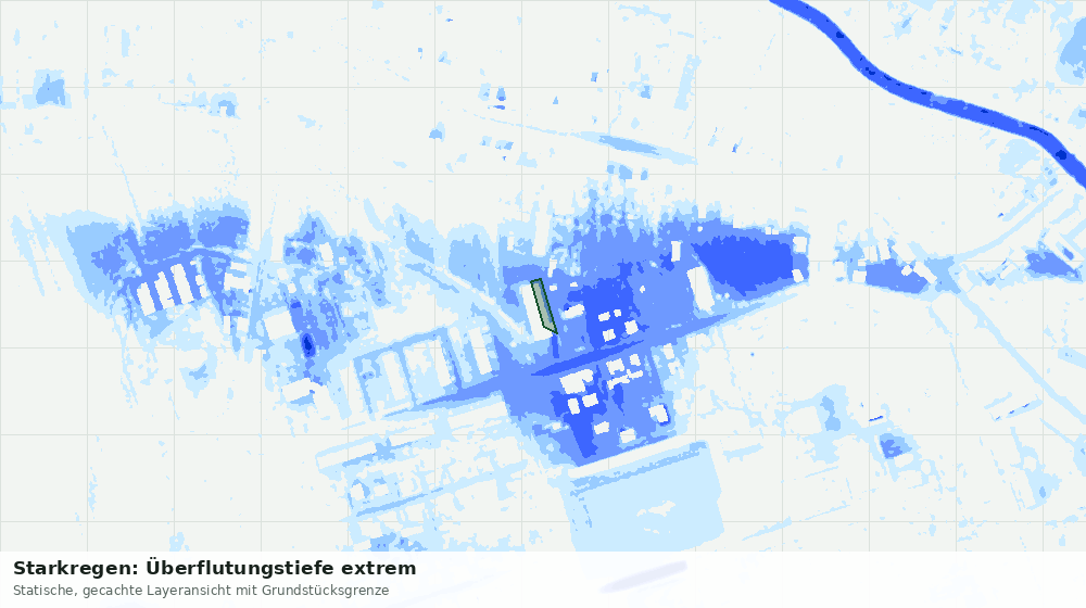 Statische Kartenansicht: Starkregen: Überflutungstiefe extrem