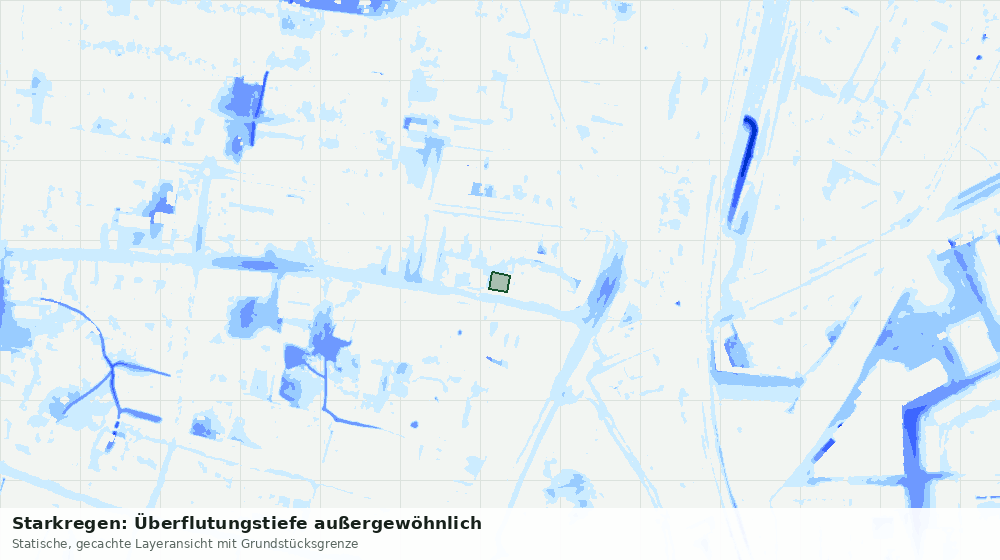 Statische Kartenansicht: Starkregen: Überflutungstiefe außergewöhnlich