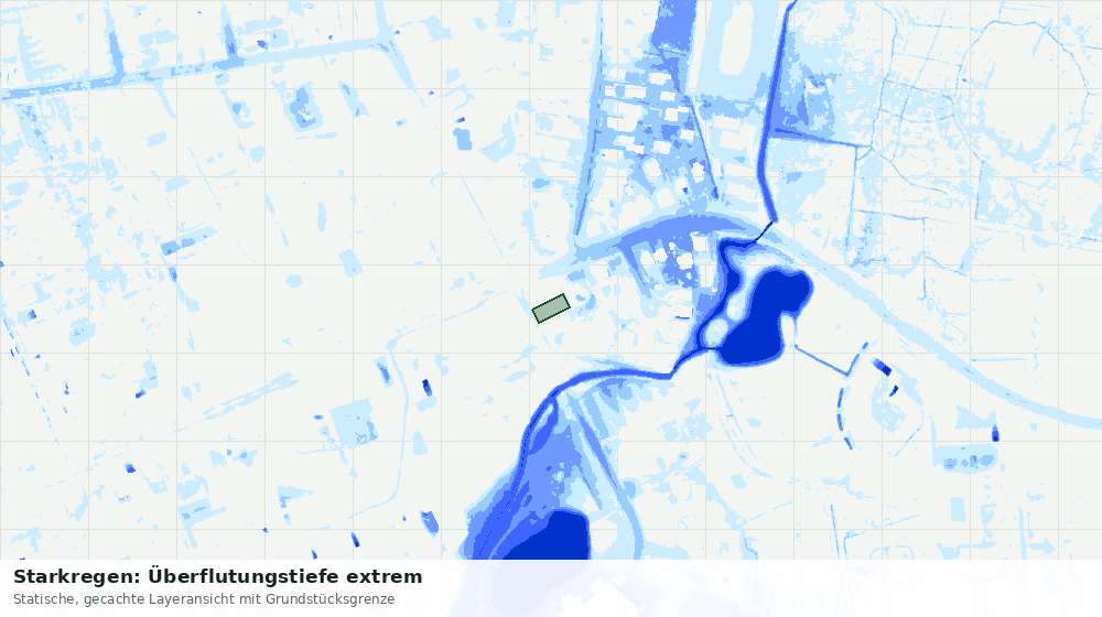 Statische Kartenansicht: Starkregen: Überflutungstiefe extrem
