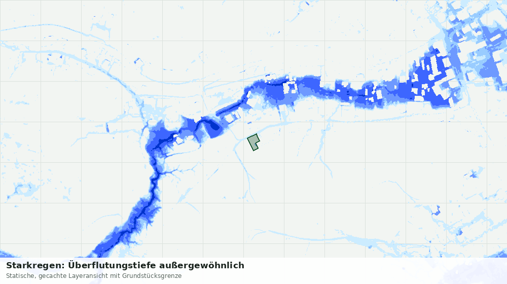 Statische Kartenansicht: Starkregen: Überflutungstiefe außergewöhnlich