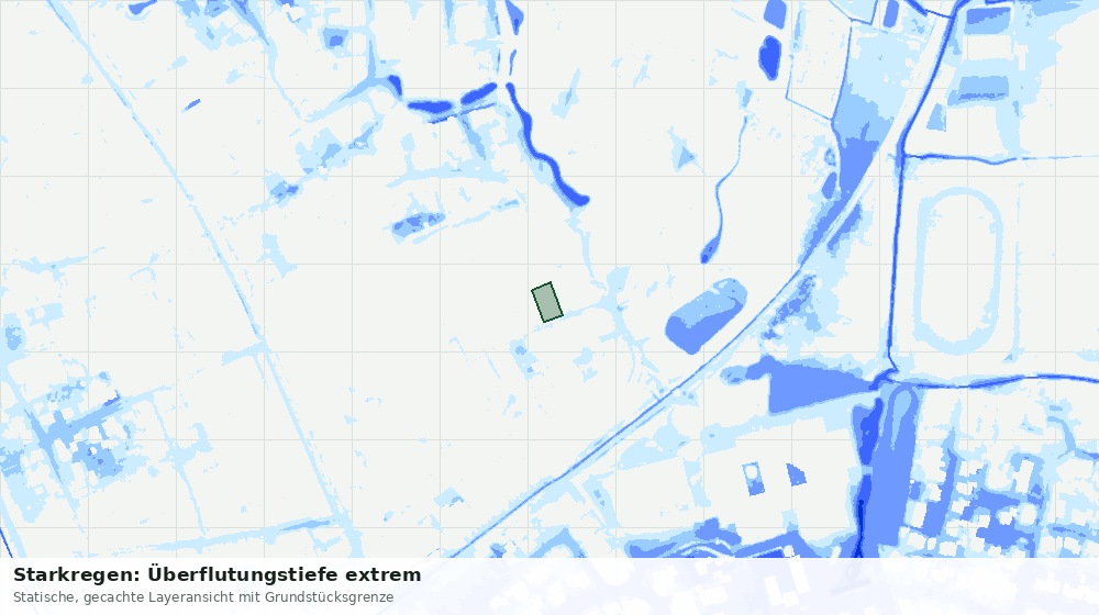 Statische Kartenansicht: Starkregen: Überflutungstiefe extrem