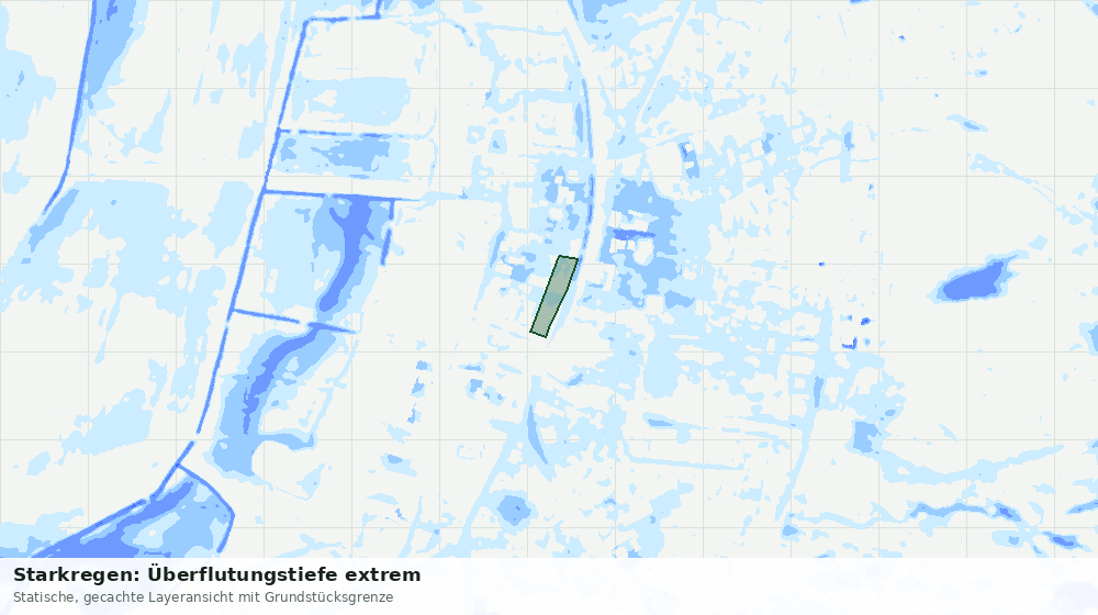 Statische Kartenansicht: Starkregen: Überflutungstiefe extrem
