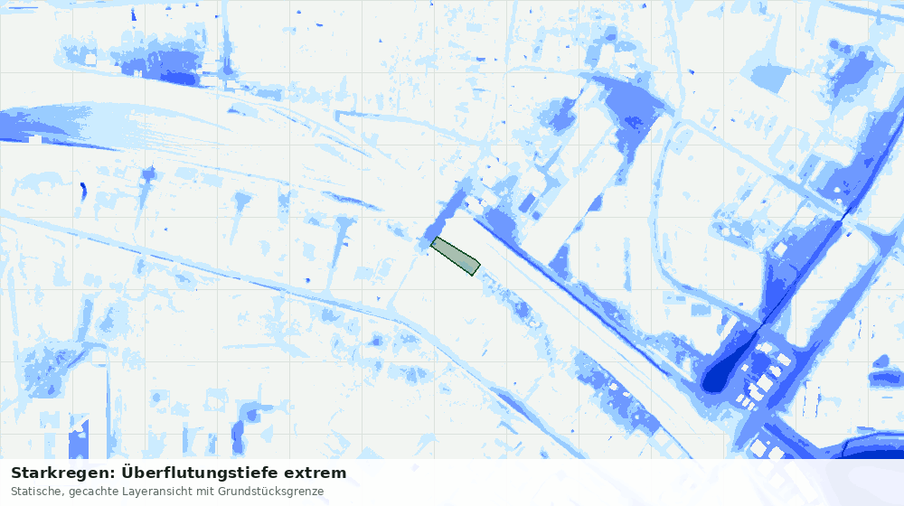 Statische Kartenansicht: Starkregen: Überflutungstiefe extrem