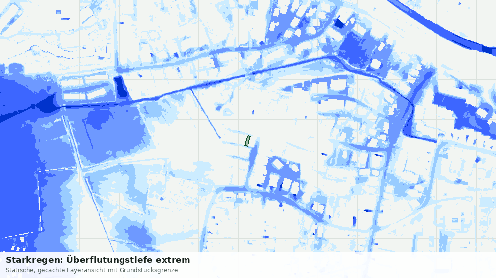 Statische Kartenansicht: Starkregen: Überflutungstiefe extrem