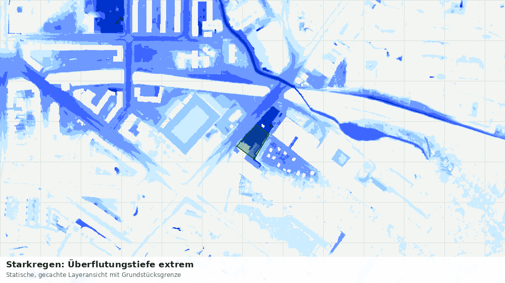 Statische Kartenansicht: Starkregen: Überflutungstiefe extrem