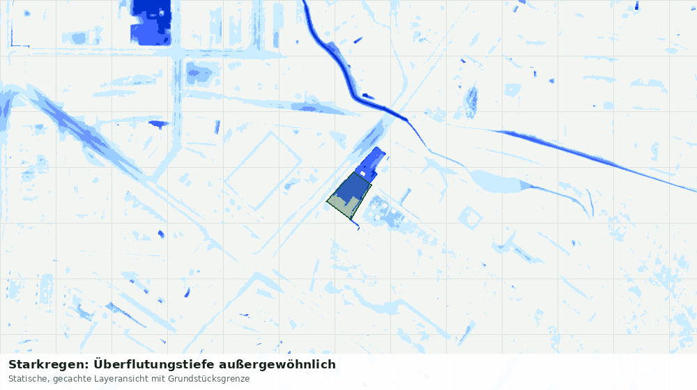 Statische Kartenansicht: Starkregen: Überflutungstiefe außergewöhnlich