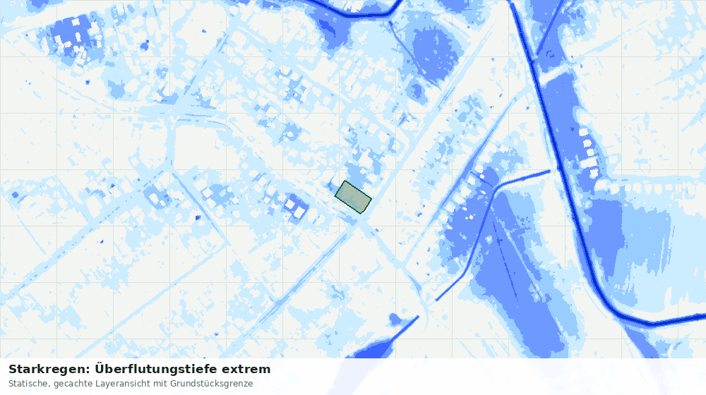 Statische Kartenansicht: Starkregen: Überflutungstiefe extrem