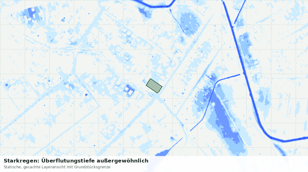 Statische Kartenansicht: Starkregen: Überflutungstiefe außergewöhnlich