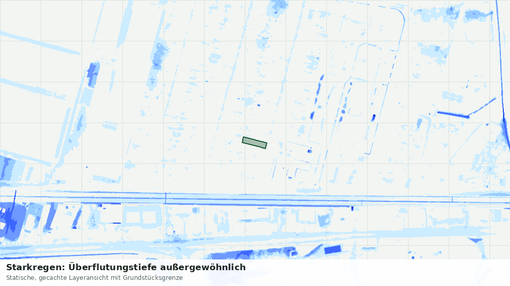 Statische Kartenansicht: Starkregen: Überflutungstiefe außergewöhnlich
