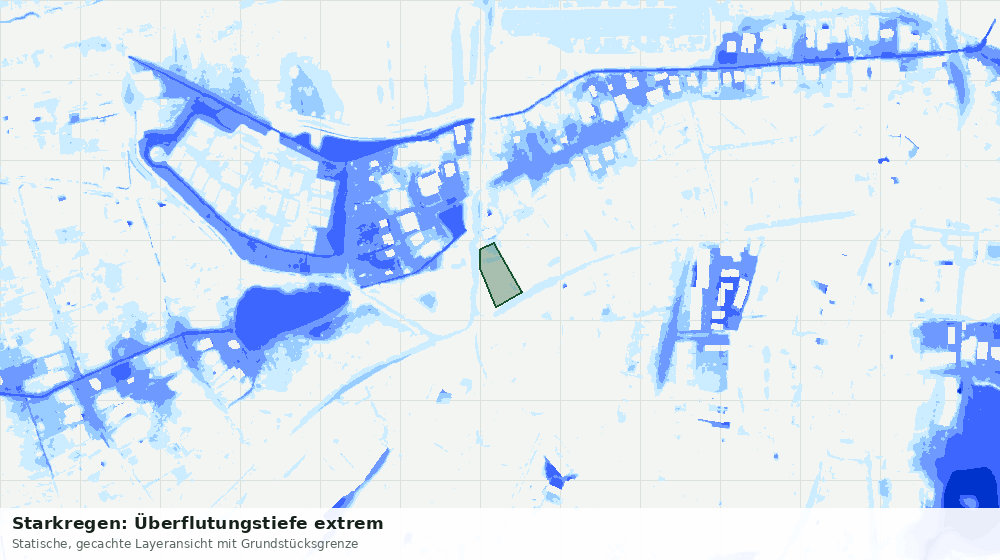 Statische Kartenansicht: Starkregen: Überflutungstiefe extrem