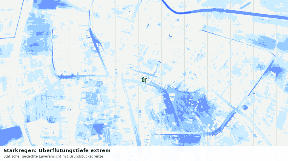 Statische Kartenansicht: Starkregen: Überflutungstiefe extrem