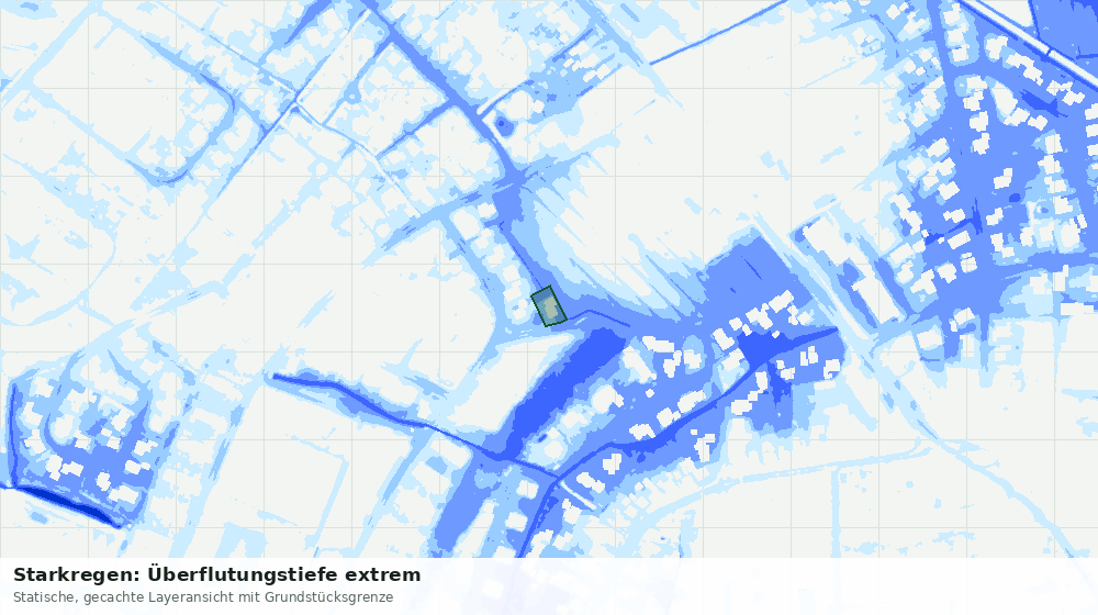 Statische Kartenansicht: Starkregen: Überflutungstiefe extrem