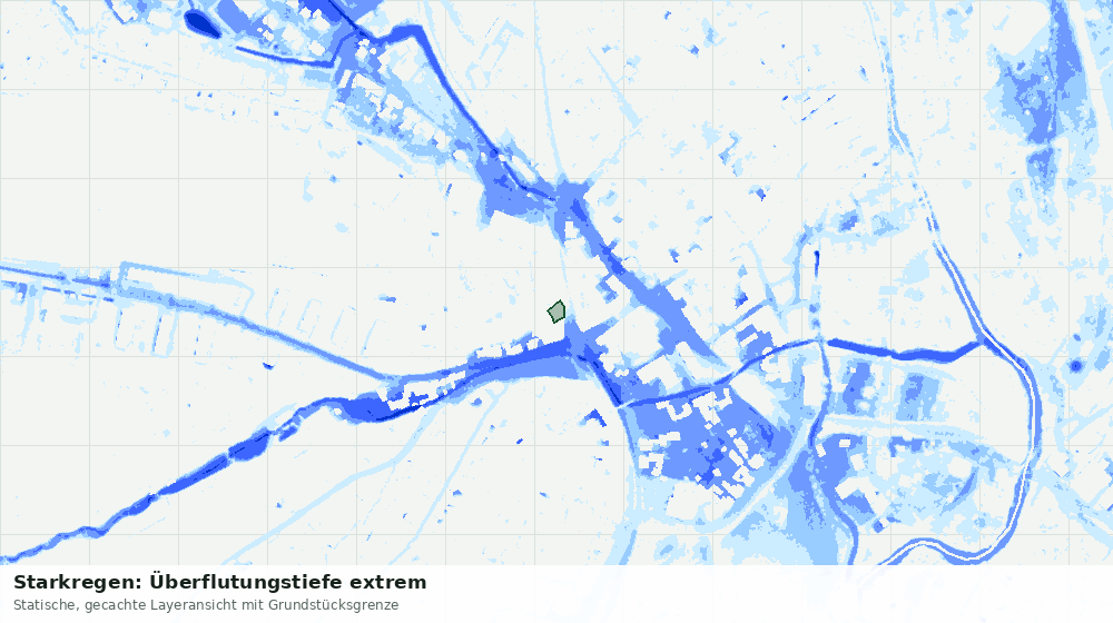 Statische Kartenansicht: Starkregen: Überflutungstiefe extrem