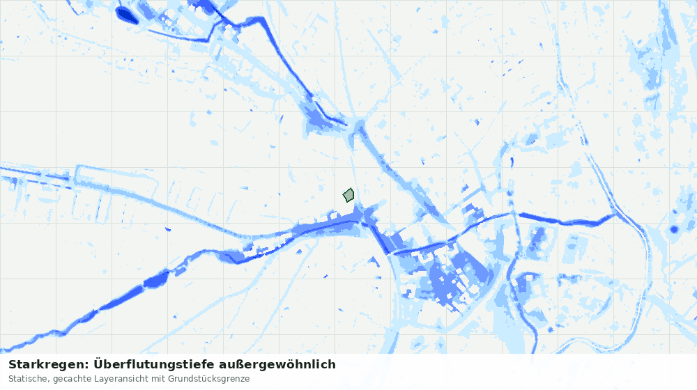 Statische Kartenansicht: Starkregen: Überflutungstiefe außergewöhnlich