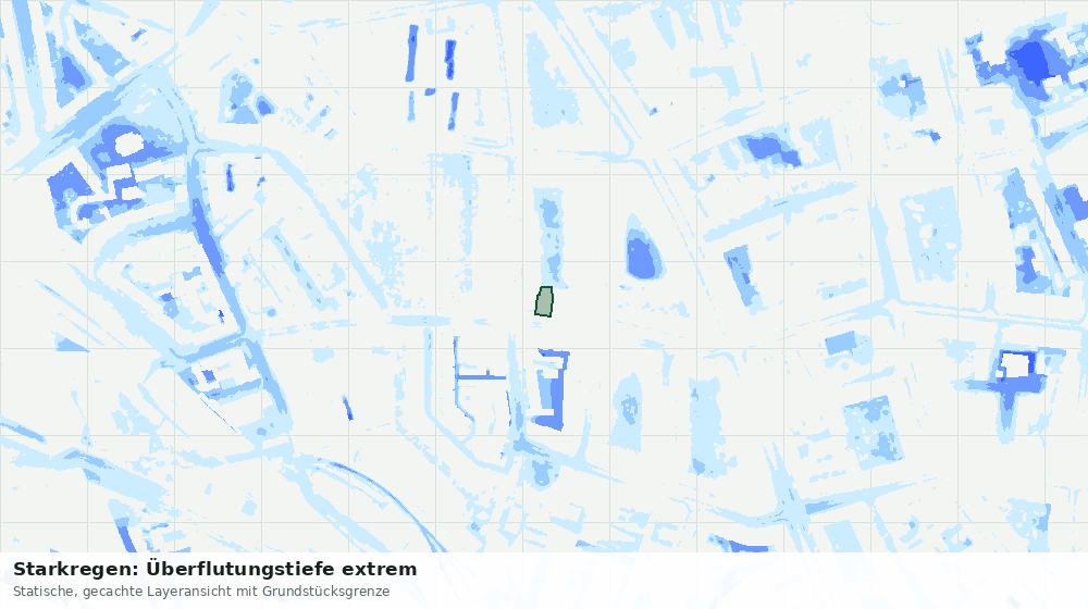 Statische Kartenansicht: Starkregen: Überflutungstiefe extrem