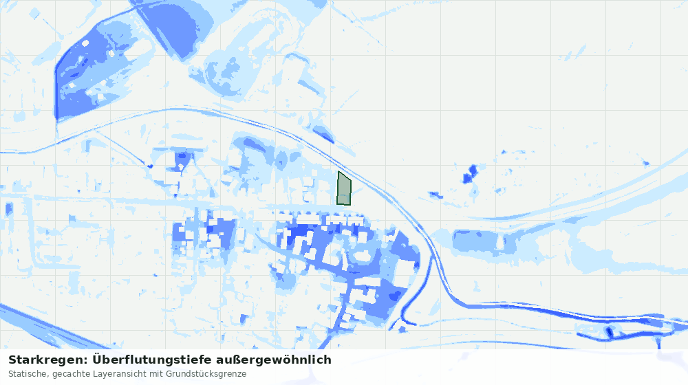 Statische Kartenansicht: Starkregen: Überflutungstiefe außergewöhnlich