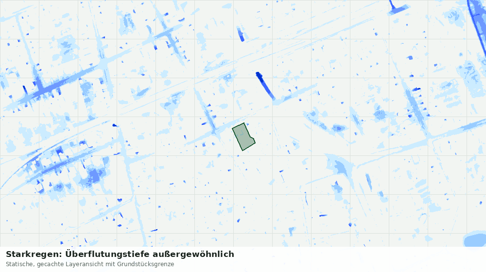 Statische Kartenansicht: Starkregen: Überflutungstiefe außergewöhnlich