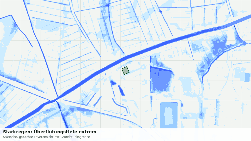 Statische Kartenansicht: Starkregen: Überflutungstiefe extrem
