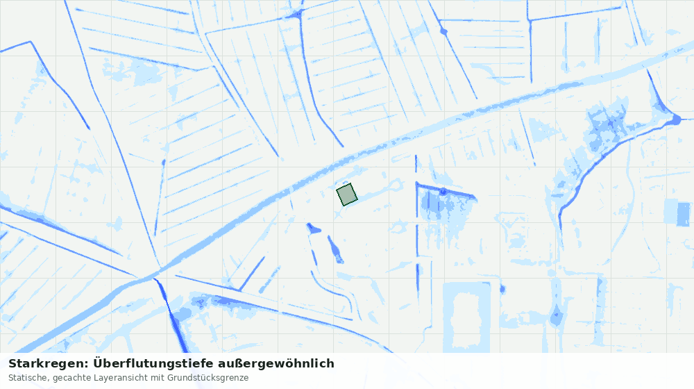 Statische Kartenansicht: Starkregen: Überflutungstiefe außergewöhnlich