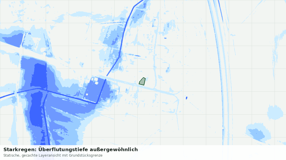 Statische Kartenansicht: Starkregen: Überflutungstiefe außergewöhnlich