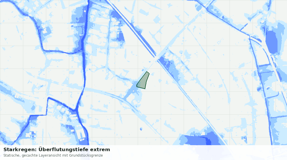 Statische Kartenansicht: Starkregen: Überflutungstiefe extrem