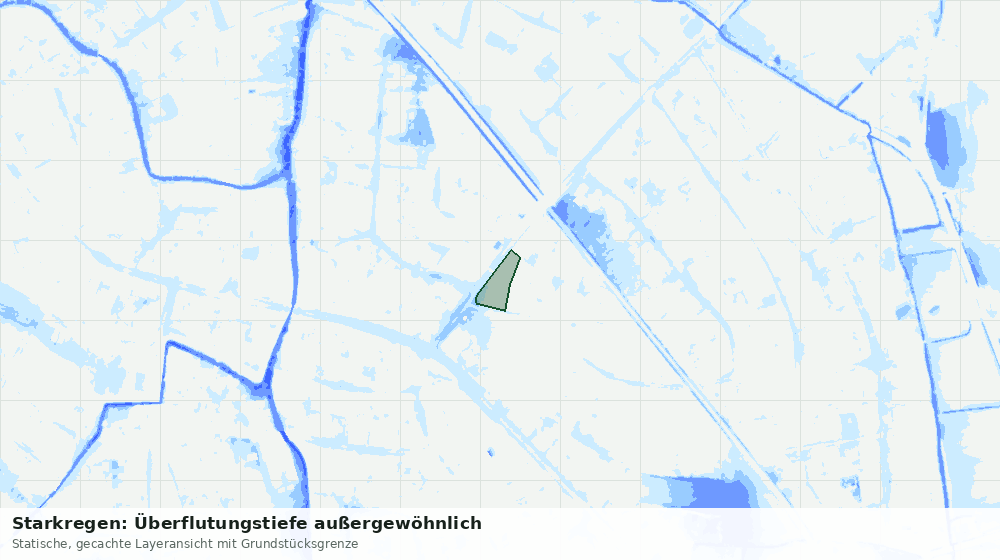 Statische Kartenansicht: Starkregen: Überflutungstiefe außergewöhnlich