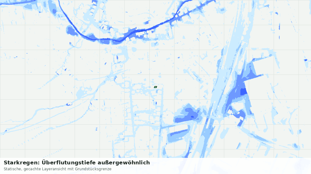 Statische Kartenansicht: Starkregen: Überflutungstiefe außergewöhnlich