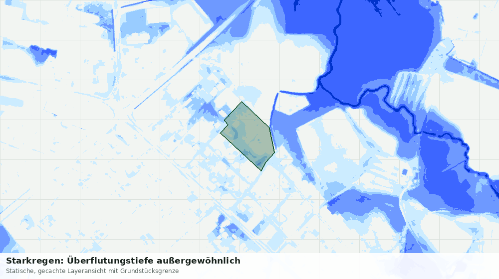 Statische Kartenansicht: Starkregen: Überflutungstiefe außergewöhnlich