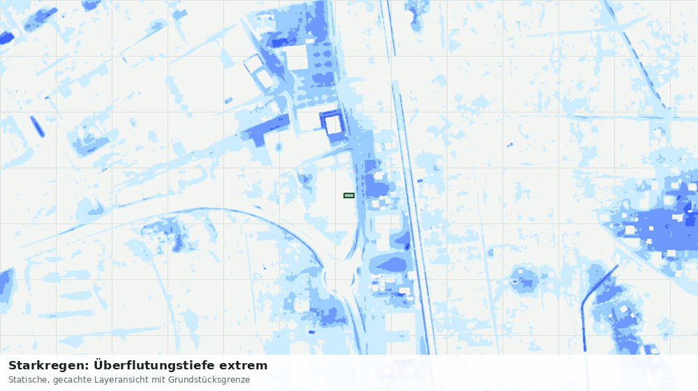 Statische Kartenansicht: Starkregen: Überflutungstiefe extrem